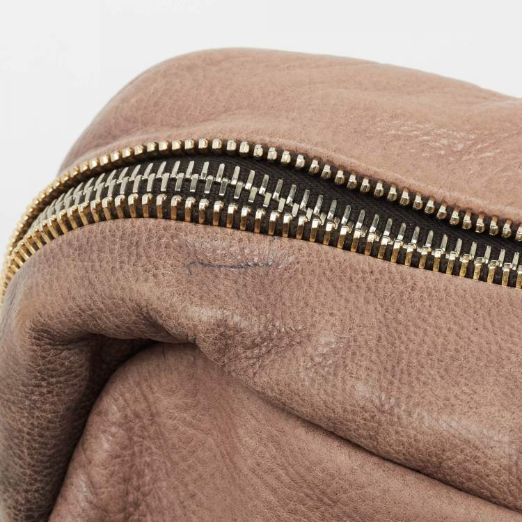 Pre Owned Prada Ombre Brown Glace Leather Multi Zip Crossbody Bag