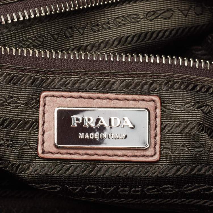 Pre Owned Prada Ombre Brown Glace Leather Multi Zip Crossbody Bag