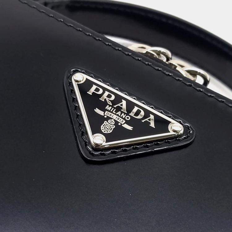 مملوكة مسبقًا Prada Black Leather Spazzolato Travel Crossbody Bag