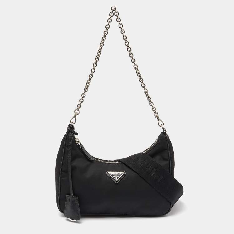 Prada Black Nylon and Leathre Re Edition 2005 Baguette Bag Prada The Luxury Closet