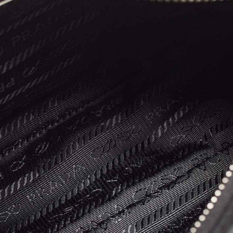 Pre Owned Prada Black Re Nylon and Leather Re-Edition 2005 Baguette Bag
