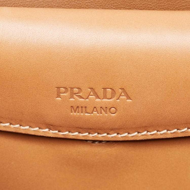 Pre Owned Prada Tricolor Vitello Leather Sound Flap Top Handle Bag