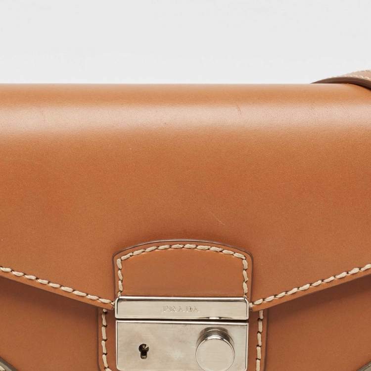 Pre Owned Prada Tricolor Vitello Leather Sound Flap Top Handle Bag