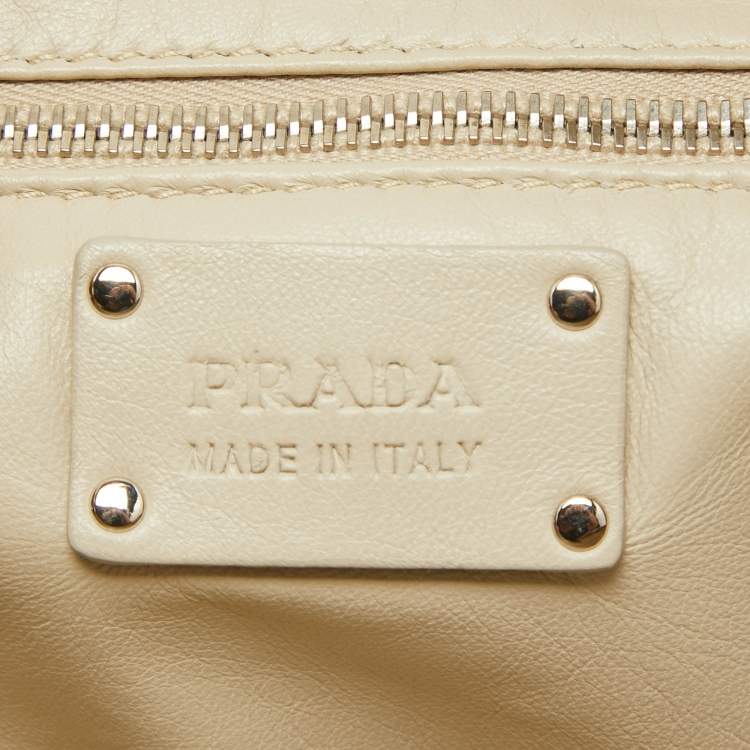 Pre Owned Prada Beige Python Front Pocket Satchel  