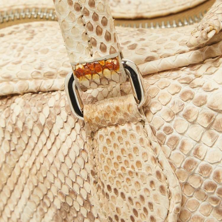 Pre Owned Prada Beige Python Front Pocket Satchel  