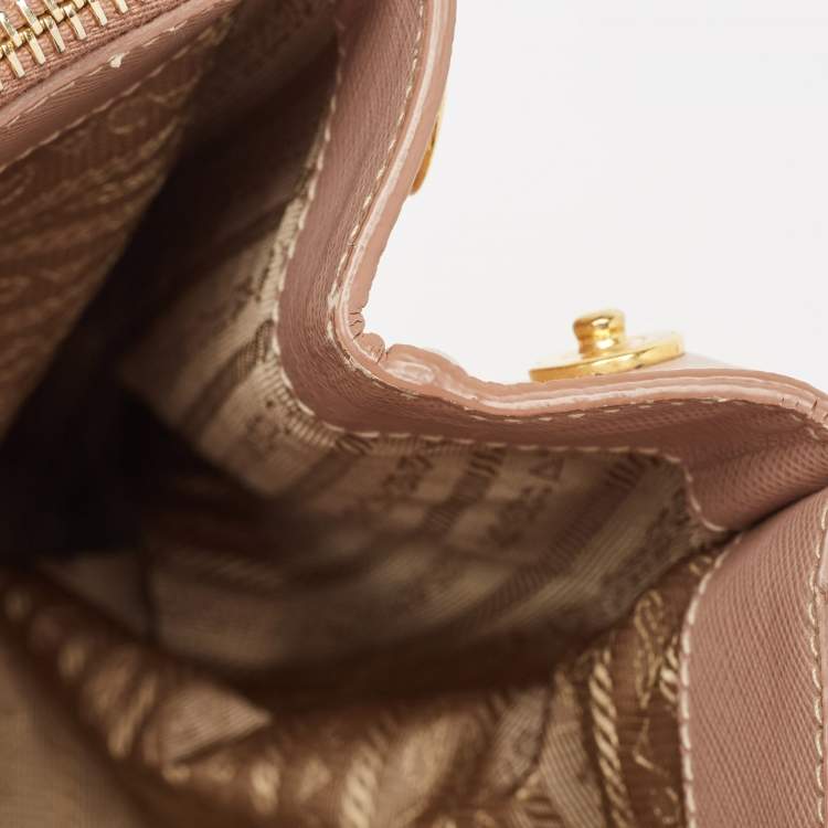 Pre Owned Prada Light Pink Saffiano Lux Leather Large Double Zip Tote