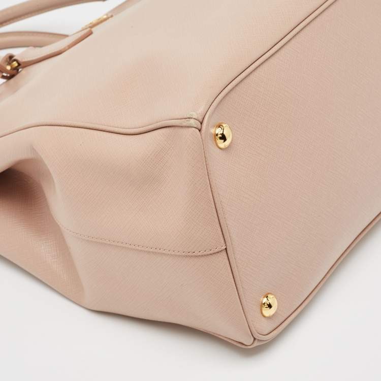 Pre Owned Prada Light Pink Saffiano Lux Leather Large Double Zip Tote