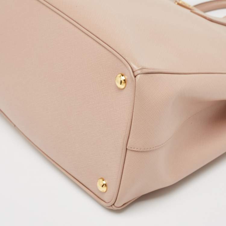 Pre Owned Prada Light Pink Saffiano Lux Leather Large Double Zip Tote
