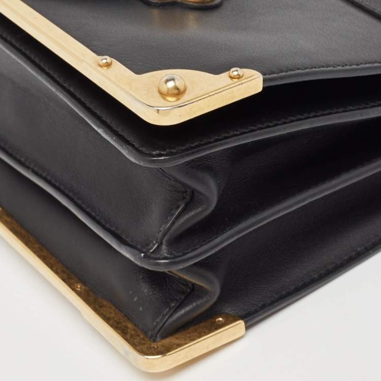 Pre Owned Prada Black Leather Cahier Shoulder Bag