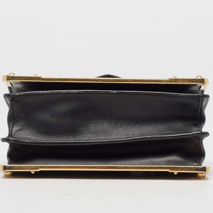 Pre Owned Prada Black Leather Cahier Shoulder Bag