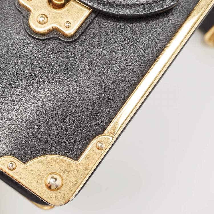 Pre Owned Prada Black Leather Cahier Shoulder Bag