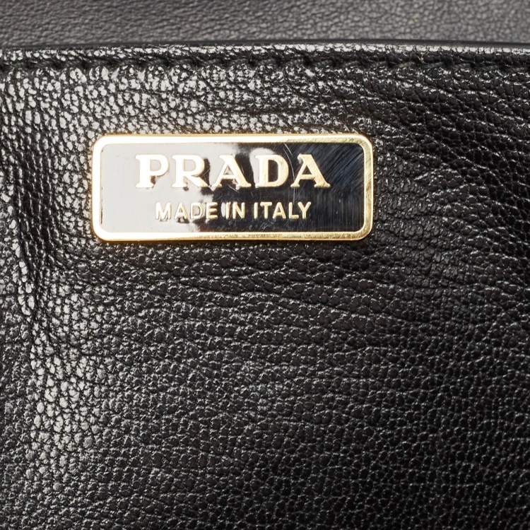 Pre Owned Prada Black Leather Cahier Shoulder Bag