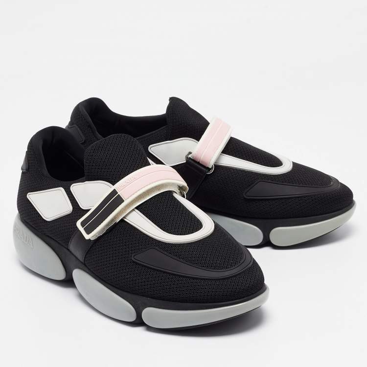 Pre Owned Prada Black Mesh and Leather Cloudbust Sneakers Size 38.5