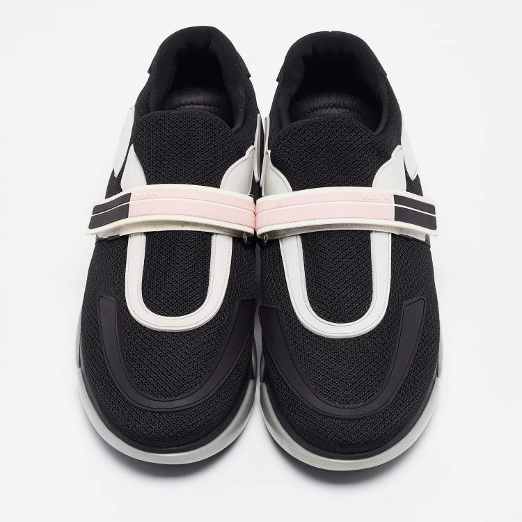 Pre Owned Prada Black Mesh and Leather Cloudbust Sneakers Size 38.5