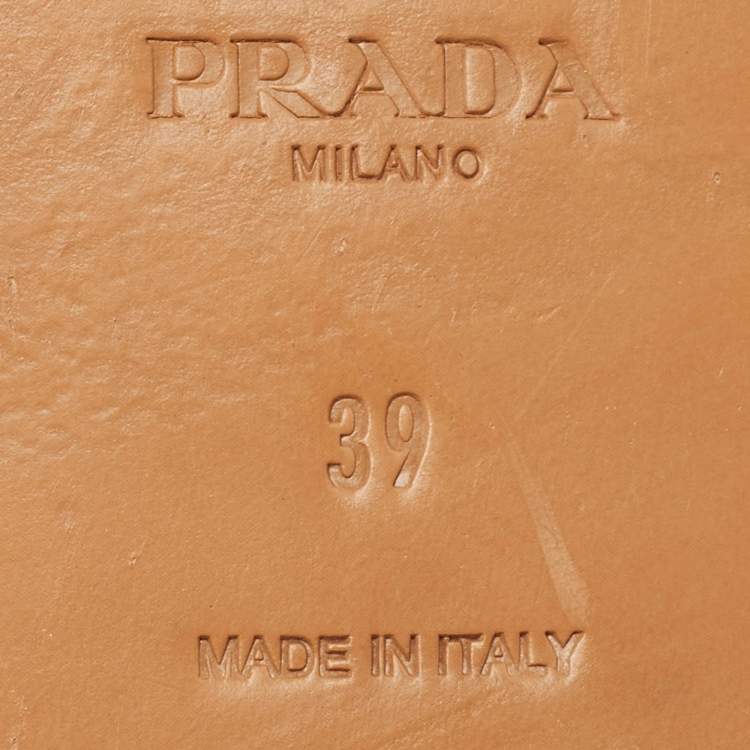 Pre Owned Prada Blue Patent Leather Studded Flat Slides Size 39