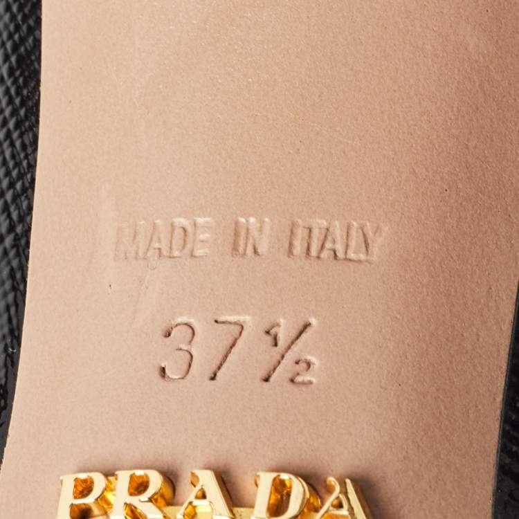 Pre Owned Prada Black Vernice Saffiano Leather Peep Toe Platform Pumps Size 37.5