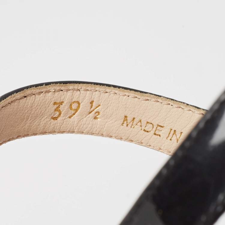 Pre Owned Prada Black Patent Leather Ankle Strap Wedge Sandals Size 39.5 