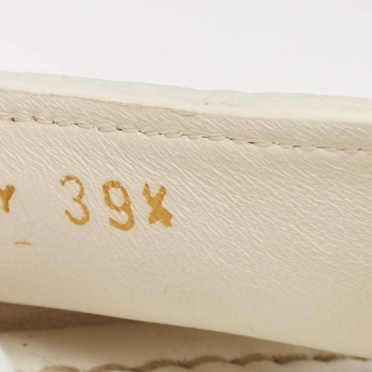 Pre Owned Prada White Leather Espadrille Platform Wedge Ankle Strap Sandals Size 39.5