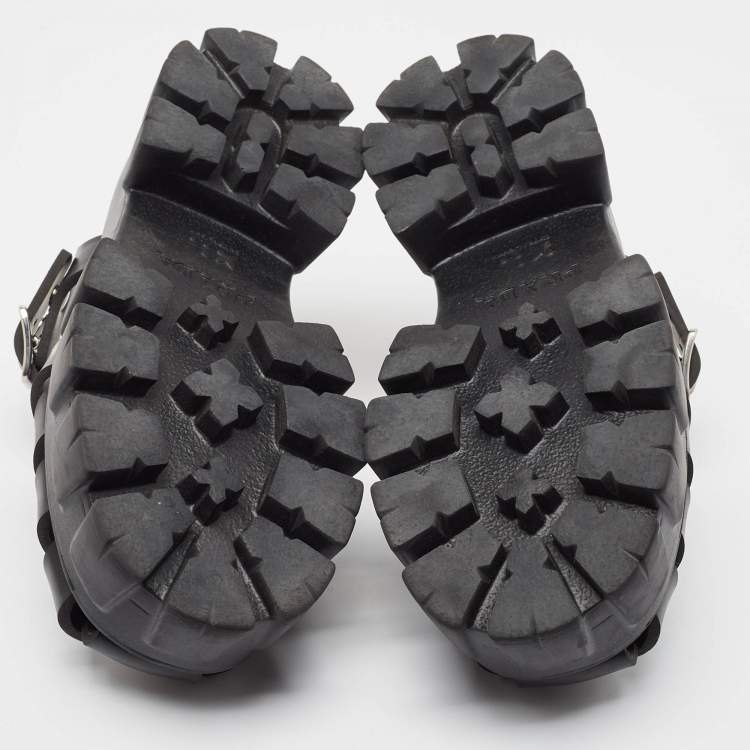 Pre Owned Prada Black Rubber Monolith Sandals Size 37