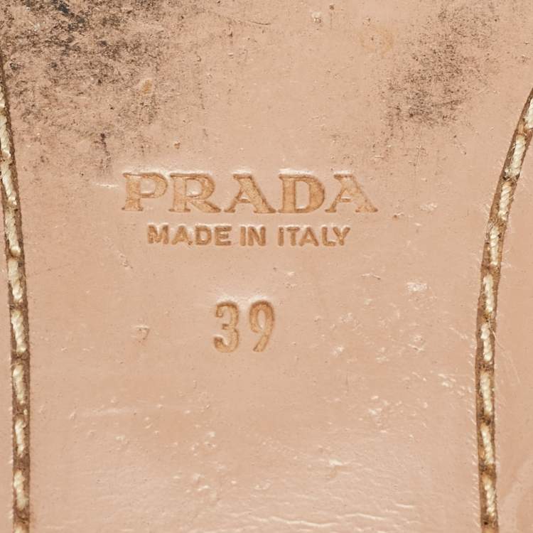 Pre Owned Prada Silver Glitter Slide Flats Size 39