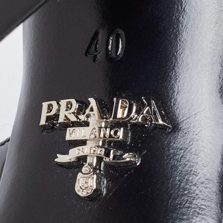 Pre Owned Prada Black/Yellow Patent Leather Bow Mules Size 40