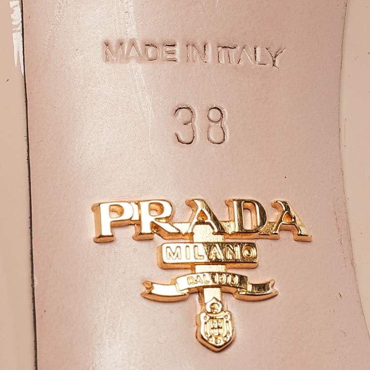 Pre Owned Prada Beige Patent Leather Pointed Toe Pumps Size 38