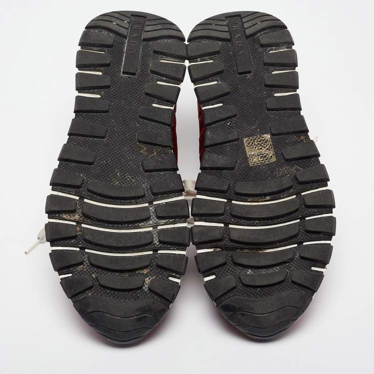 Pre Owned Prada Burgundy nylon Details Low Top Sneakers Size 38