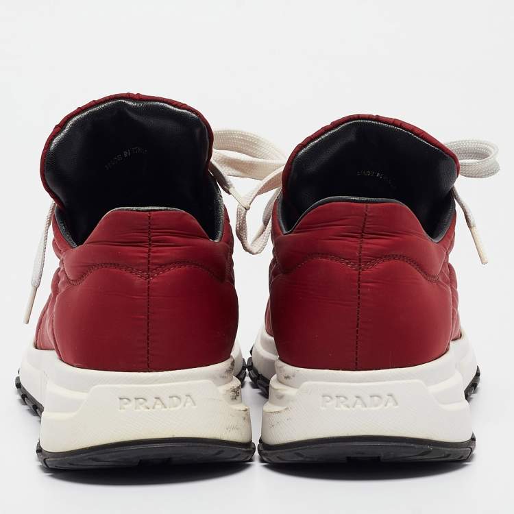 Pre Owned Prada Burgundy nylon Details Low Top Sneakers Size 38