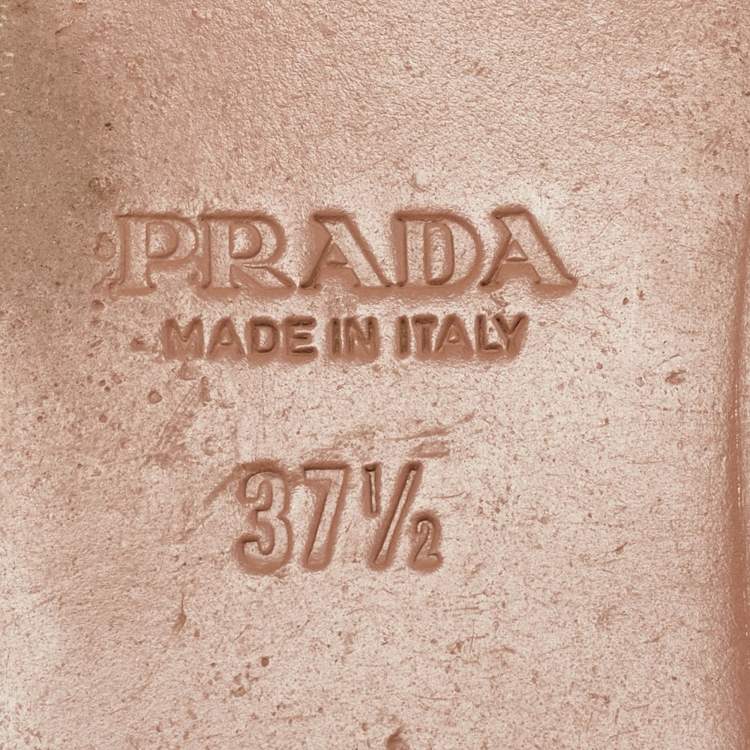 Pre Owned Prada Pink Crocodile Crystal Embellished Flat Slides Size 37.5