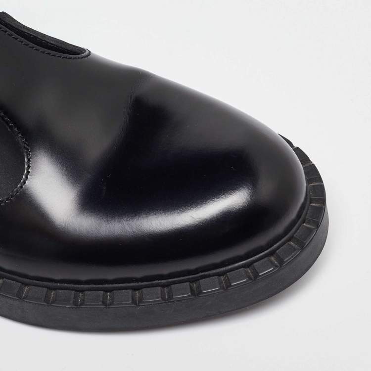 Pre Owned Prada Black Leather Mary Jane Loafers Size 38.5