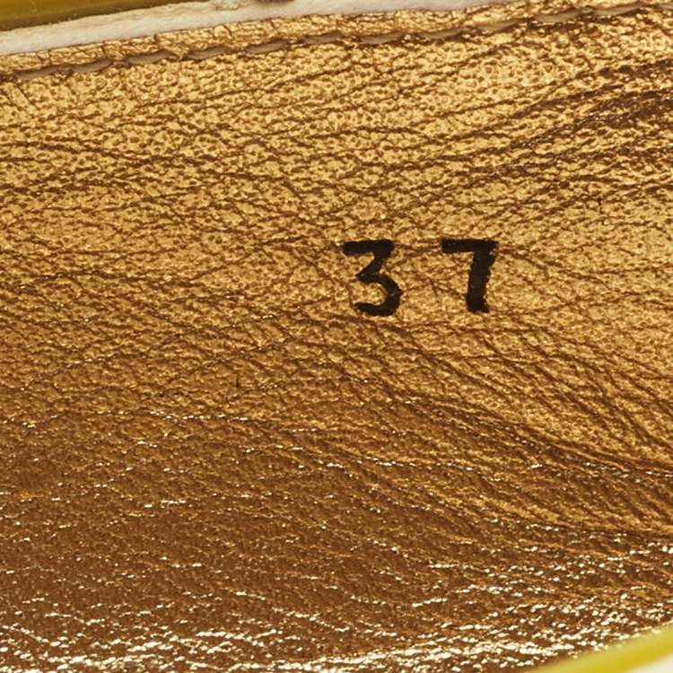Pre Owned Prada Yellow Patent Leather Slip On Espadrille Loafers Size 37