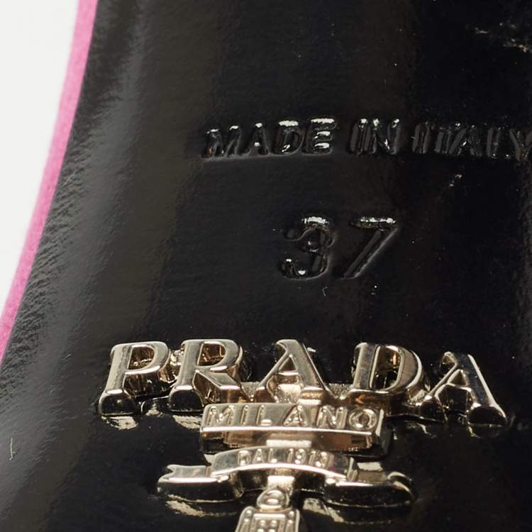 Pre Owned Prada Purple Satin Crystal Embellished Platform Sandals Size 37
