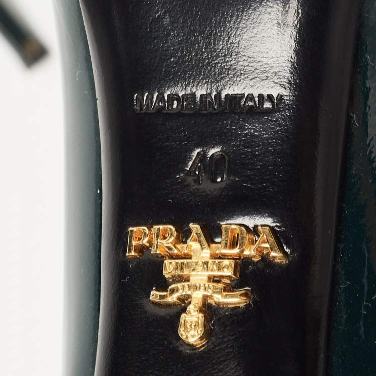 Pre Owned Prada Green Patent Leather Pointed Toe Pumps Size 40