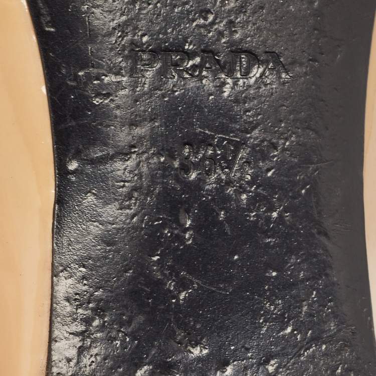 Pre Owned Prada Beige Patent Leather Smoking Slippers Size 36.5