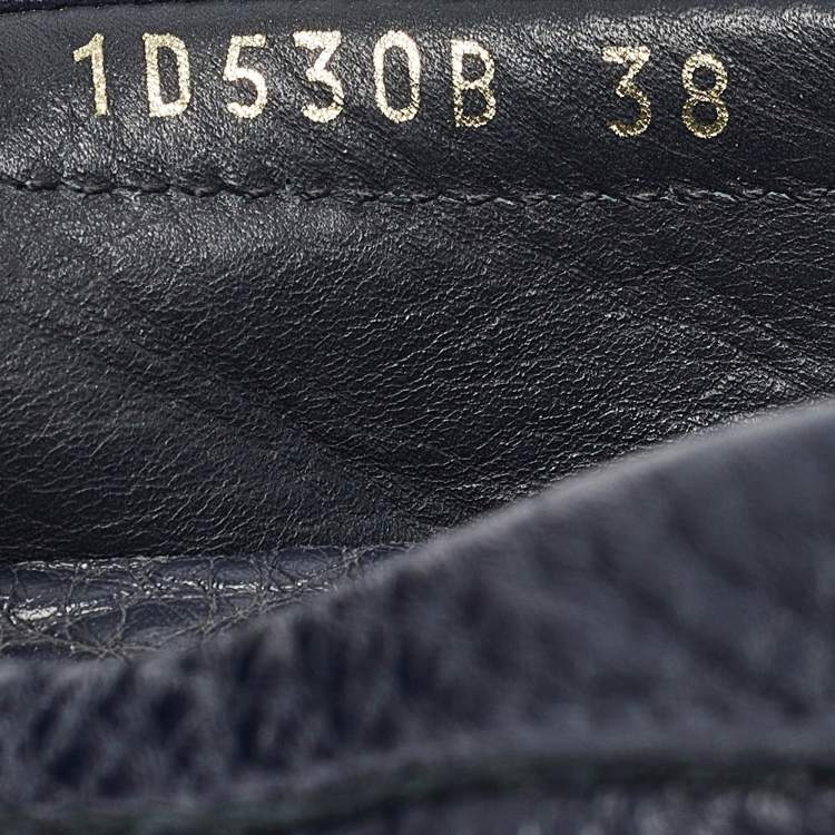 Pre Owned Prada Navy Blue Leather Slip On Loafers Size 38