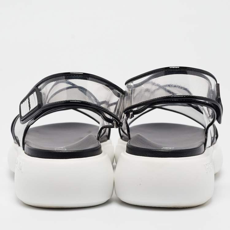 Pre Owned Prada Transparent PVC Cloudbust Slingback Sandals Size 39