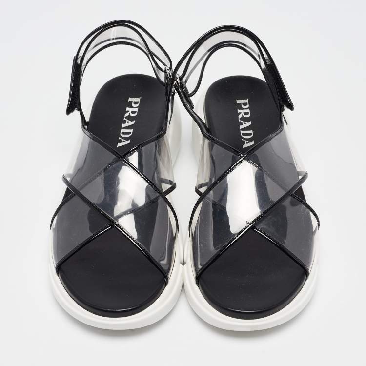 Pre Owned Prada Transparent PVC Cloudbust Slingback Sandals Size 39