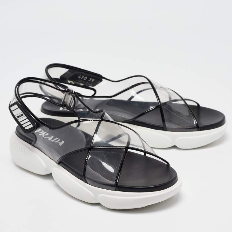 Pre Owned Prada Transparent PVC Cloudbust Slingback Sandals Size 39