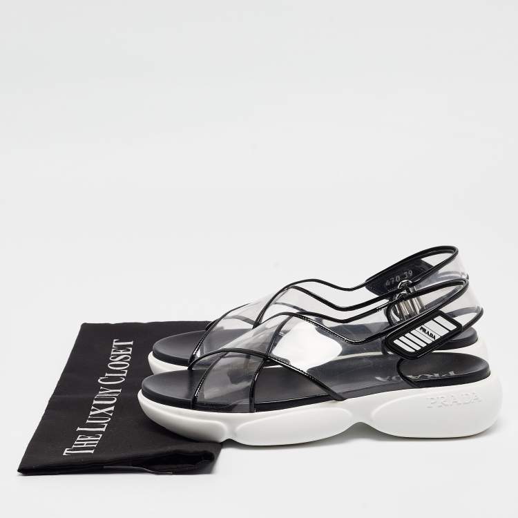 Pre Owned Prada Transparent PVC Cloudbust Slingback Sandals Size 39