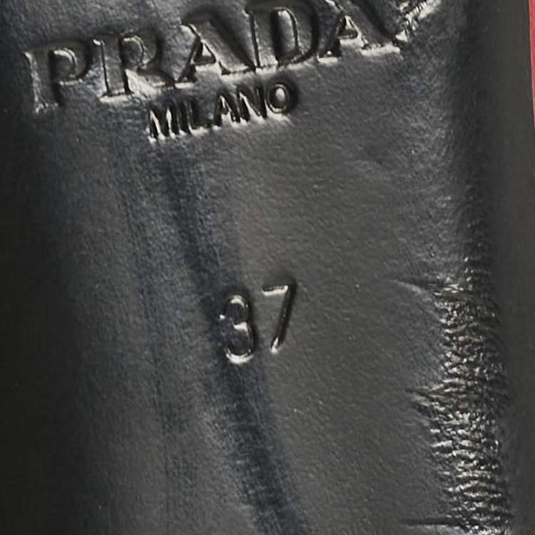Pre Owned Prada Pink/Black Patent and Leather Bow Ballet Flats Size 37