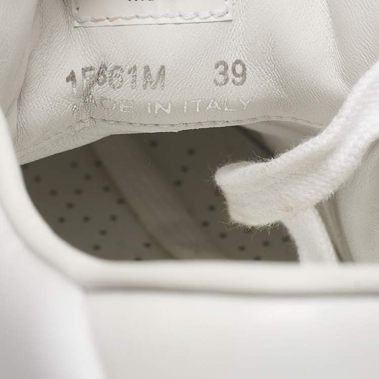 Pre Owned Prada White Leather and Nylon Lace Up Sneakers Size 39