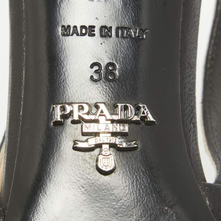 Pre Owned Prada Black Leather Knotted Slingback Pumps Size 38