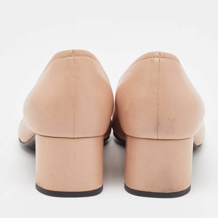 Pre Owned Prada Pink/Black Leather and Patent Bow Pumps Size 36.5