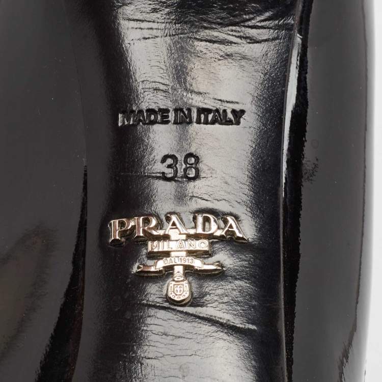 Pre Owned Prada Black Patent Leather Crystal Embellished Pointed Toe Pumps Size 38