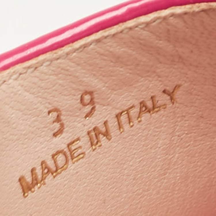 Pre Owned Prada Pink Patent Leather Embellished Wedge Sandals Size 39