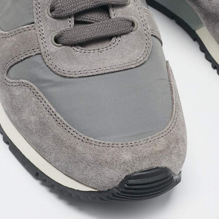 Pre Owned Prada Grey Nylon and Suede Lace Up Sneakers Size 41