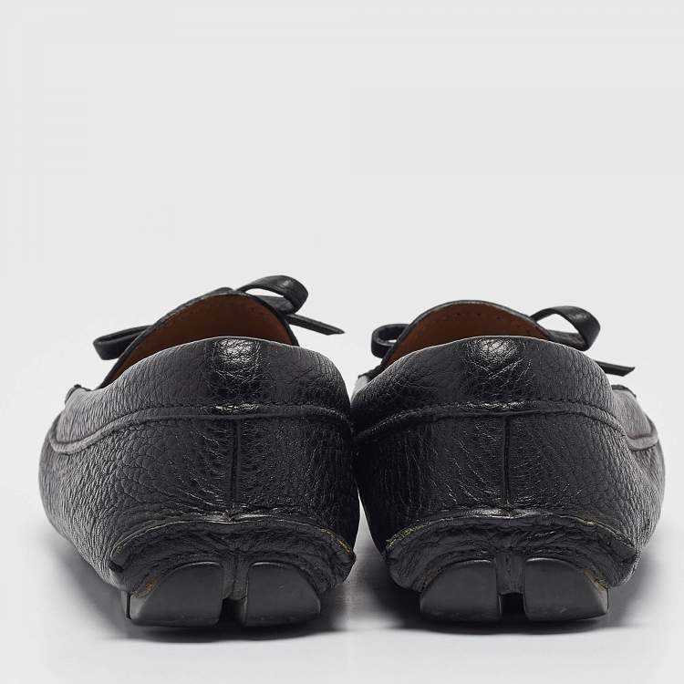 Pre Owned Prada Black Leather Slip On Loafers Size 35