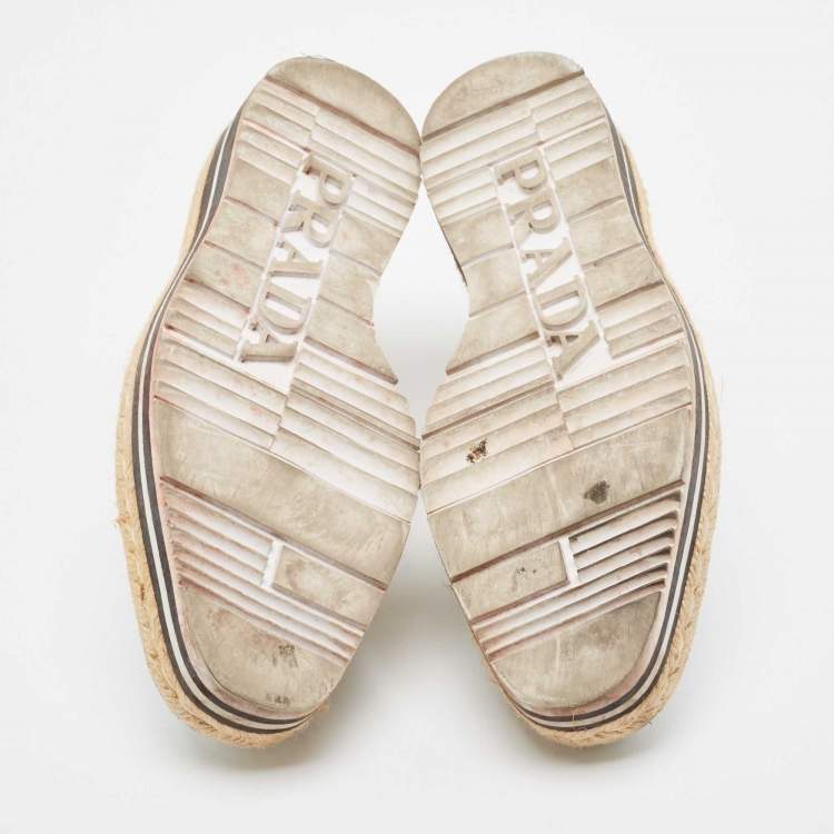 Pre Owned Prada Silver Leather Brogues Oxford Sneakers Size 38