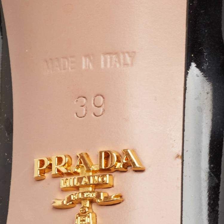 Pre Owned Prada Black Patent Leather Peep Toe Platform Pumps Size 39