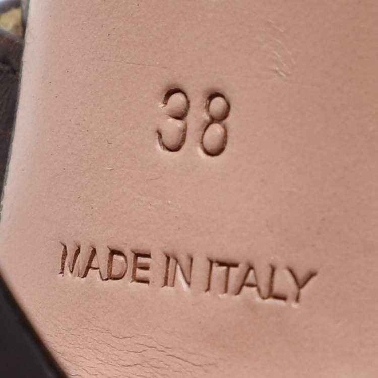 Pre Owned Prada Brown Leather Caged Booties Size 38